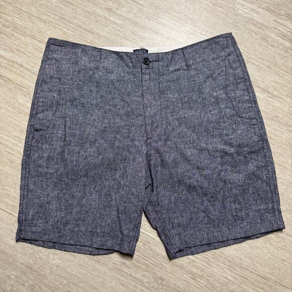 J Crew Gramercy Mens Shorts 36 Linen Cotton Blend Pockets Blue Preppy Golf Chino - Picture 1 of 8